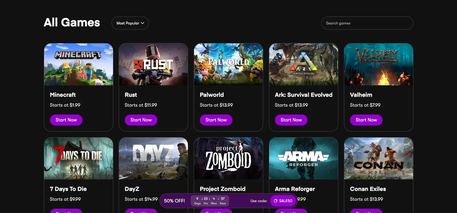 Catálogo de juegos de Cybrancee