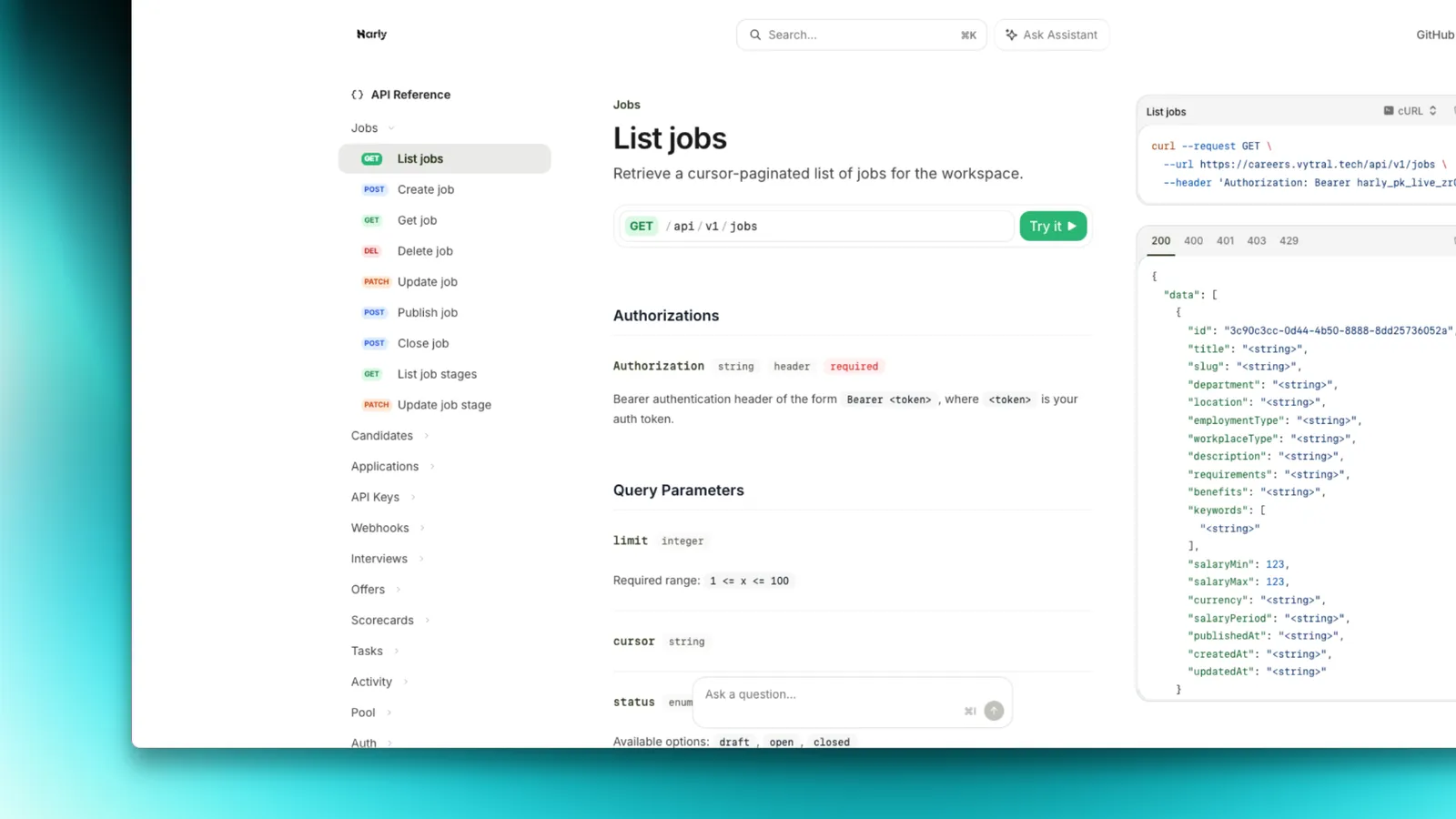 Documentación de la API de Harly